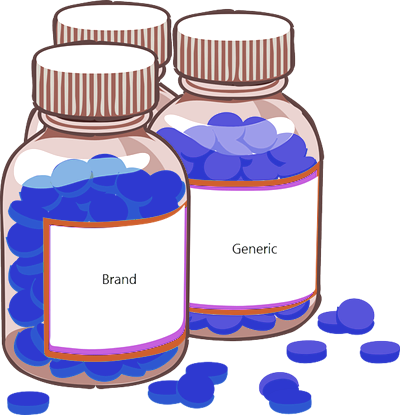 An illustration of brand and generic medication